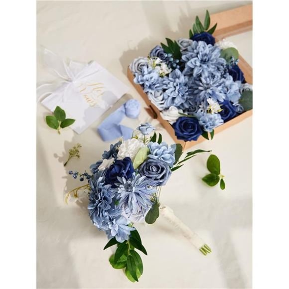 Wedding Artificial Flowers Combo Box Set DIY Wedding Bridal Bouquets Fake Peony - Picture 2 of 7